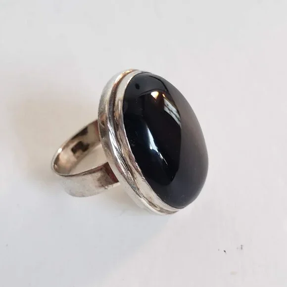 Big Unisex 925 BLACK ONYX Sterling Silver Ring Huge Large Women's Men's Jewelry - Picture 10 of 12